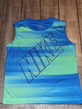 NWOT Nike Boys' Blue & Green Striped Athletic Tank